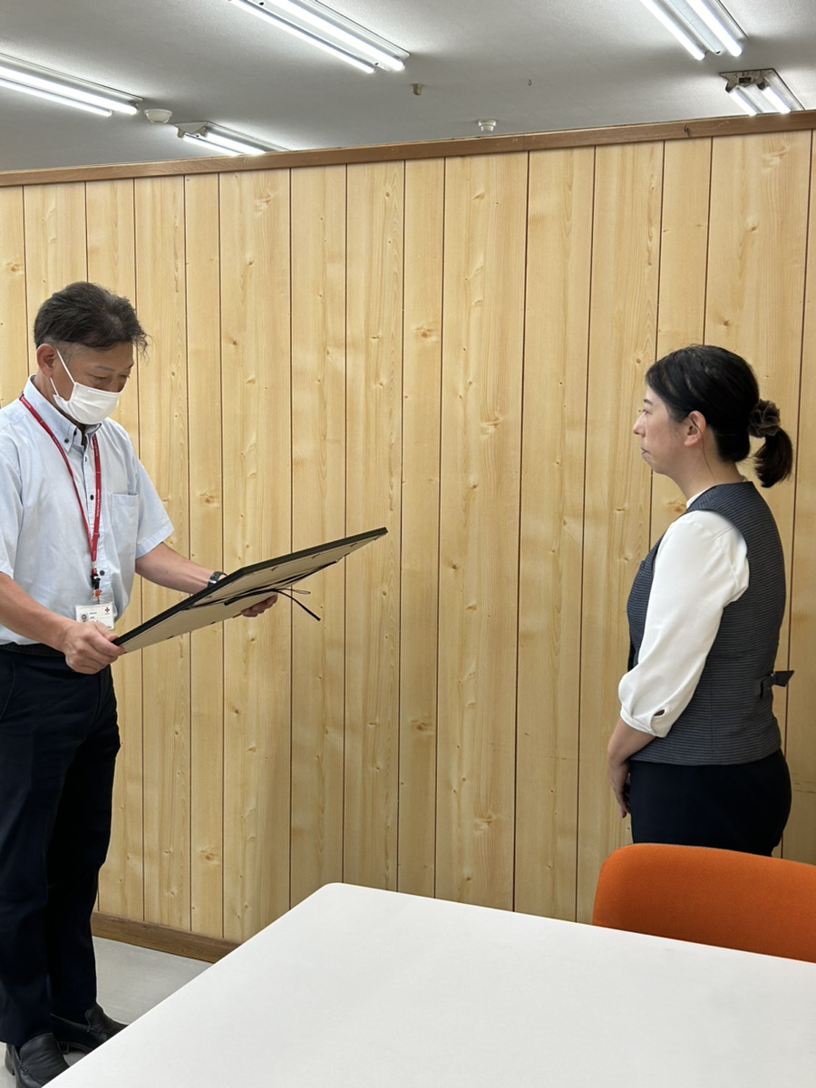 日本赤十字社島根県支部より 感謝状をいただきました